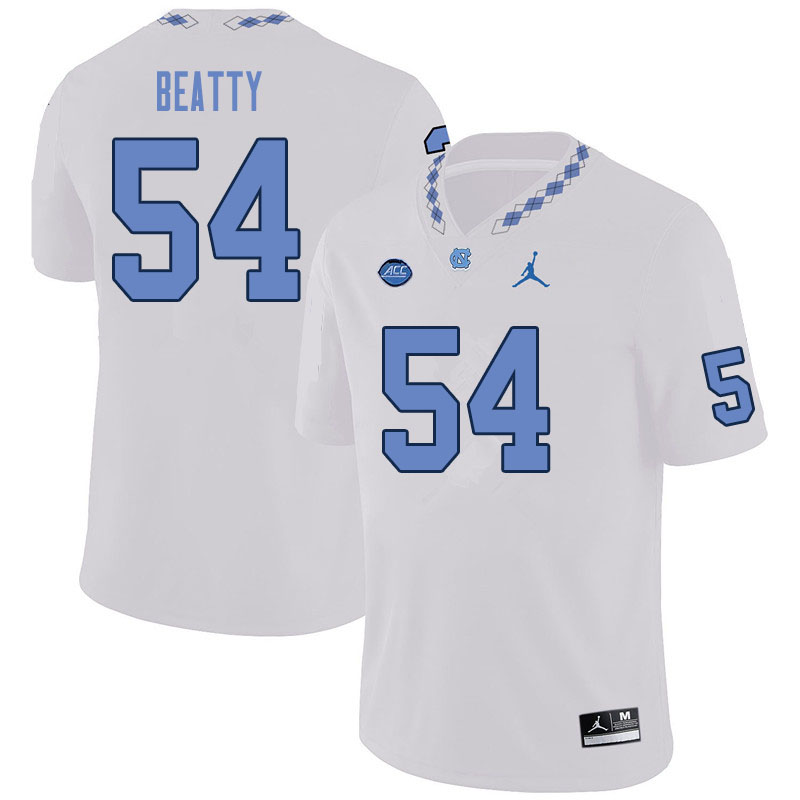 Men #54 A.J. Beatty North Carolina Tar Heels College Football Jerseys Sale-White